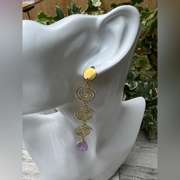 Elegant Art Deco-Inspired Dangle Statement Earrings- Gown Stylish Earrings - Picture 6 of 12